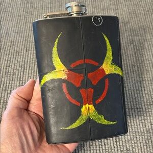 Stainless steel Flask with Biohazard Design painted on scuba material NEW